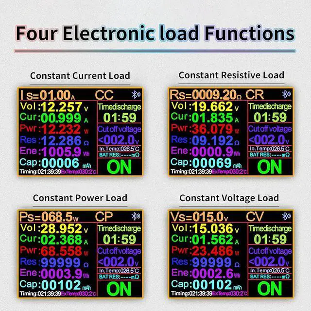 Alt view image 6 of 7 - 180W DC Electronic Load Tester, USB Load Tester, Lithium Battery Capacity Tester, Color Screen Data Monitoring, Constant Current and Constant Voltage, etc. 4 Working Modes