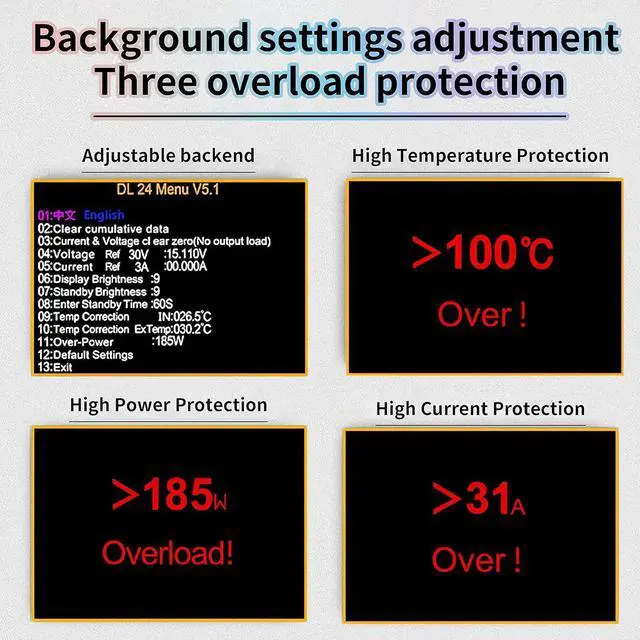 Alt view image 7 of 7 - 180W DC Electronic Load Tester, USB Load Tester, Lithium Battery Capacity Tester, Color Screen Data Monitoring, Constant Current and Constant Voltage, etc. 4 Working Modes