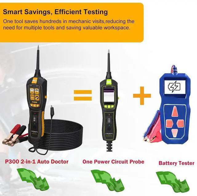 Alt view image 2 of 7 - 2-in-1 Power Probe Circuit Breaker Finder and Battery Tester, 6-30V AC/DC Voltage, Fuel Injector, Relay, Fuse Tester, Component Activating, 40FT Freedom, 2025 Updated