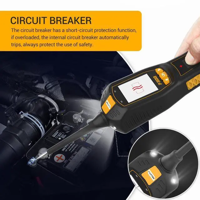 Alt view image 7 of 7 - 2-in-1 Power Probe Circuit Breaker Finder and Battery Tester, 6-30V AC/DC Voltage, Fuel Injector, Relay, Fuse Tester, Component Activating, 40FT Freedom, 2025 Updated