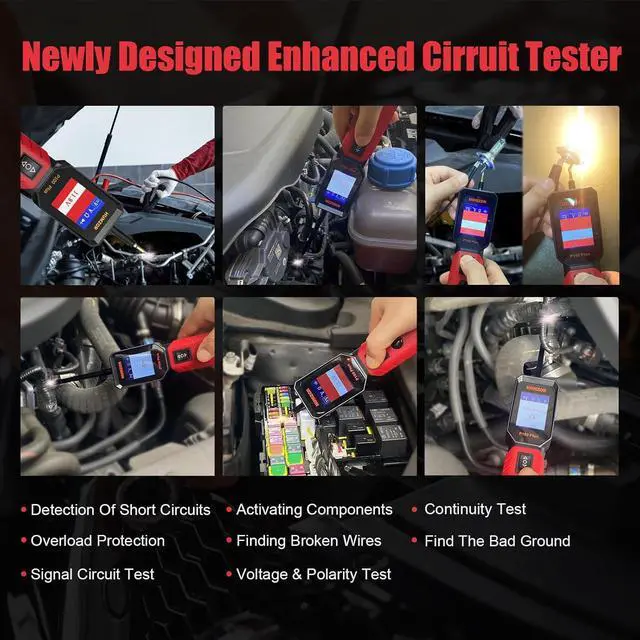 Alt view image 3 of 6 - P100 Pro+ Automotive Circuit Tester Power Circuit Probe Tool with 40FT Cable & Tilt Screen  4 Modes Diode Test Overload Protection12/24V Electrical Open Short Circuit Finder for 99% Cars