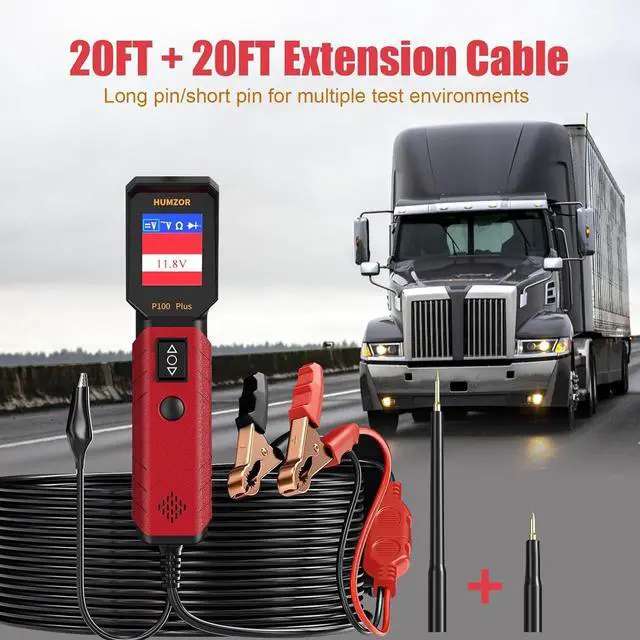 Alt view image 5 of 6 - P100 Pro+ Automotive Circuit Tester Power Circuit Probe Tool with 40FT Cable & Tilt Screen  4 Modes Diode Test Overload Protection12/24V Electrical Open Short Circuit Finder for 99% Cars