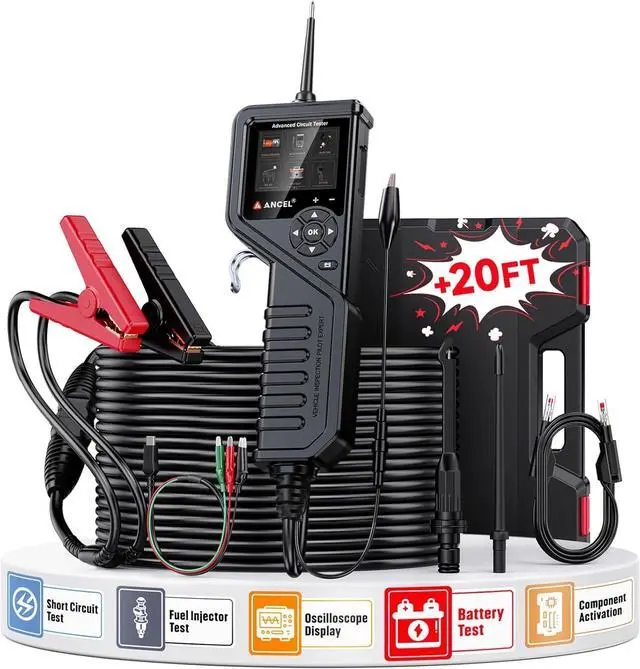Main image of PB600 Power Circuit Probe Tester with Battery, Relay, Injector Test, 8-35V Automotive Electrical Circuit Tester, Multimeter/Oscilloscope/Ohmmeters Power Circuit Probe Kit, 30FT Cable