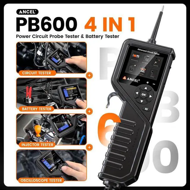 Alt view image 2 of 7 - PB600 Power Circuit Probe Tester with Battery, Relay, Injector Test, 8-35V Automotive Electrical Circuit Tester, Multimeter/Oscilloscope/Ohmmeters Power Circuit Probe Kit, 30FT Cable