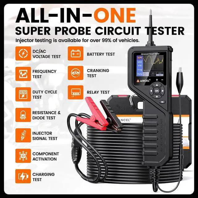 Alt view image 3 of 7 - PB600 Power Circuit Probe Tester with Battery, Relay, Injector Test, 8-35V Automotive Electrical Circuit Tester, Multimeter/Oscilloscope/Ohmmeters Power Circuit Probe Kit, 30FT Cable