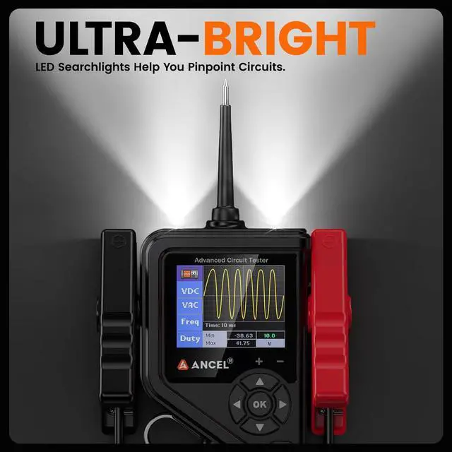 Alt view image 6 of 7 - PB600 Power Circuit Probe Tester with Battery, Relay, Injector Test, 8-35V Automotive Electrical Circuit Tester, Multimeter/Oscilloscope/Ohmmeters Power Circuit Probe Kit, 30FT Cable