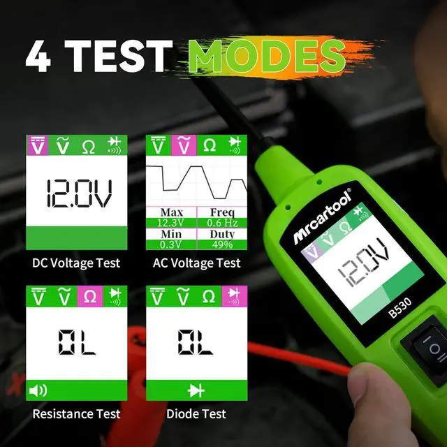 Alt view image 2 of 7 - B530 Automotive Power Circuit Probe Tester 12V/24V Electrical Short Circuit Finder with 33ft Extension Cable for Car Truck Motorcycle Vehicle Electrical Systems
