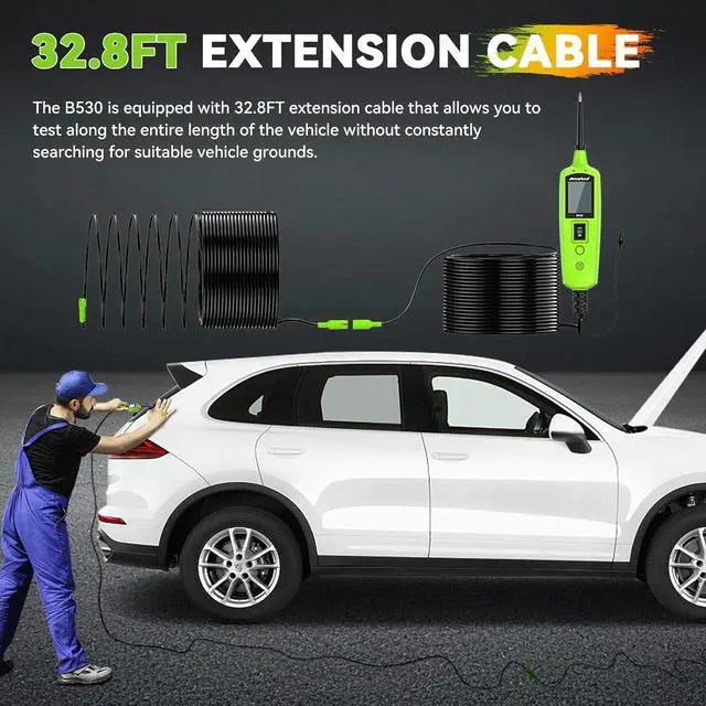 Alt view image 6 of 7 - B530 Automotive Power Circuit Probe Tester 12V/24V Electrical Short Circuit Finder with 33ft Extension Cable for Car Truck Motorcycle Vehicle Electrical Systems