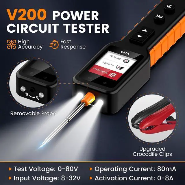 Alt view image 2 of 6 - V200 Upgrade Automotive Circuit Tester, 12-24V Electrical Short Open Breaker Circuit Finder, Auto Power Circuit Probe Tester, Car Fuse Tester, 16.4Ft(5M) Cable