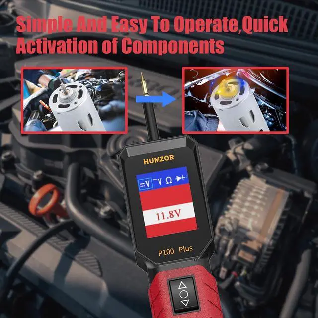 Alt view image 4 of 6 - P100 Pro+ Automotive Circuit Tester Power Circuit Probe Tool with 40FT Cable & Tilt Screen  4 Modes Diode Test Overload Protection12/24V Electrical Open Short Circuit Finder for 99% Cars