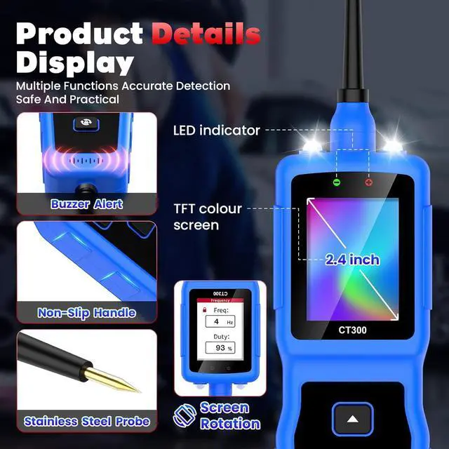 Alt view image 5 of 7 - Circuit Tester Automotive, Power Circuit Probe Tester, Car Fuse Tester, 0-80V DC Test Light Automotive Short Circuit Finder, CT300 Auto Electrical Circuit Tester, Automotive Tool