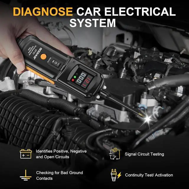 Alt view image 4 of 7 - Power Circuit Probe Tester, Auto Short Circuit, Relay Fuse Tester, Voltage Tester, 6V 40V DC Auto Electrical System Test Tool Kit, Diode Resistance Check for Motorcycle Trucks