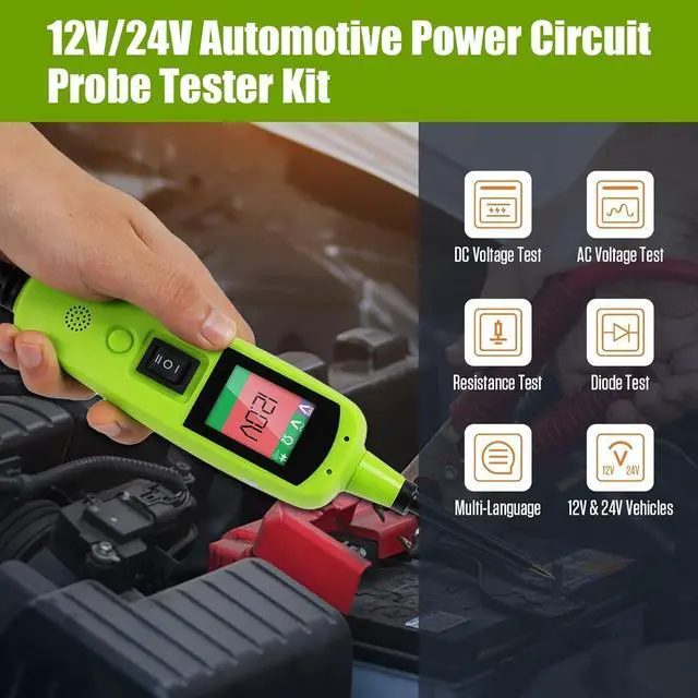 Alt view image 2 of 7 - Power Circuit Probe Kit - 6-24-30v Automotive Circuit Tester with Vehicle Tracer & Short/Open Finder for Battery Testing, Headlight Testing, Brake Light Testing etc