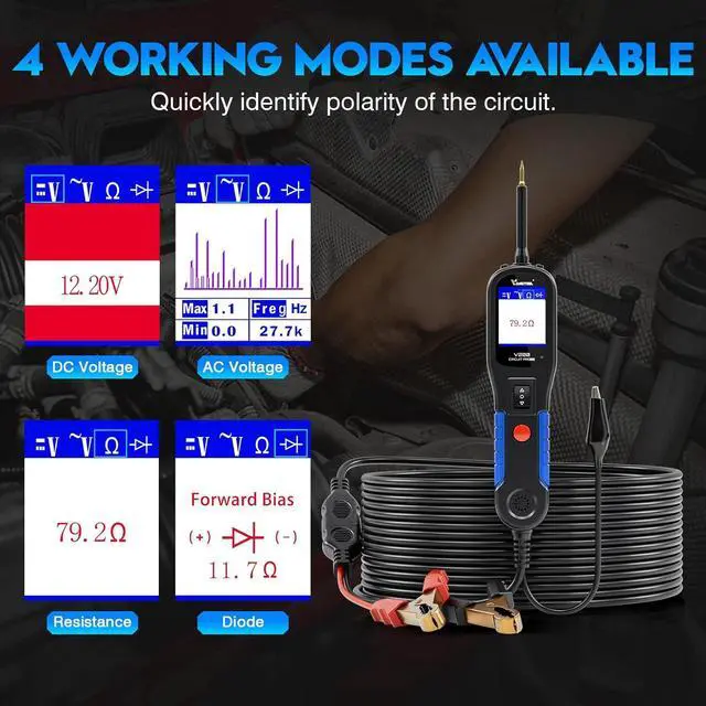 Alt view image 3 of 7 - Automotive Circuit Tester  V200 Power Circuit Probe Kit, 12V-24V Electrical Short/Open Breaker Finder, Digital Volatge Tester, AC/DC Diode Resistance, Trailer Light Test, Activate Component