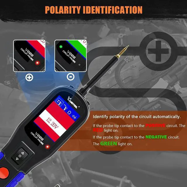 Alt view image 5 of 7 - Automotive Circuit Tester  V200 Power Circuit Probe Kit, 12V-24V Electrical Short/Open Breaker Finder, Digital Volatge Tester, AC/DC Diode Resistance, Trailer Light Test, Activate Component