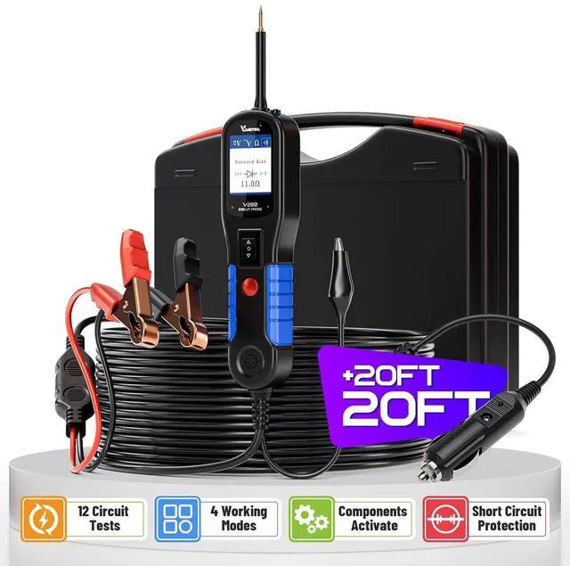 Main image of Automotive Circuit Tester  V200 Power Circuit Probe Kit, 12V-24V Electrical Short/Open Breaker Finder, Digital Volatge Tester, AC/DC Diode Resistance, Trailer Light Test, Activate Component