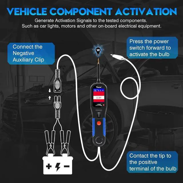 Alt view image 4 of 7 - Automotive Circuit Tester  V200 Power Circuit Probe Kit, 12V-24V Electrical Short/Open Breaker Finder, Digital Volatge Tester, AC/DC Diode Resistance, Trailer Light Test, Activate Component