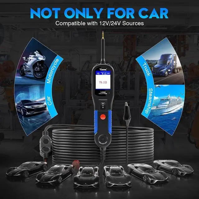 Alt view image 7 of 7 - Automotive Circuit Tester  V200 Power Circuit Probe Kit, 12V-24V Electrical Short/Open Breaker Finder, Digital Volatge Tester, AC/DC Diode Resistance, Trailer Light Test, Activate Component