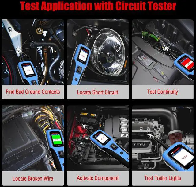 Alt view image 2 of 7 - Automotive Power Circuit Probe Tester 12-24V Trailer Light Tester 40FT Cord Resistance&Duty Cycle Digital Multimeter Short&Open Finder Reverse Protection Auto Diode Electrical Diagnostic Kit