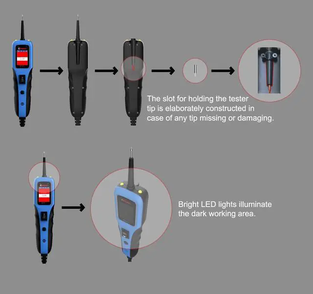 Alt view image 5 of 7 - Automotive Power Circuit Probe Tester 12-24V Trailer Light Tester 40FT Cord Resistance&Duty Cycle Digital Multimeter Short&Open Finder Reverse Protection Auto Diode Electrical Diagnostic Kit