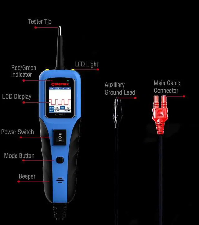 Alt view image 7 of 7 - Automotive Power Circuit Probe Tester 12-24V Trailer Light Tester 40FT Cord Resistance&Duty Cycle Digital Multimeter Short&Open Finder Reverse Protection Auto Diode Electrical Diagnostic Kit