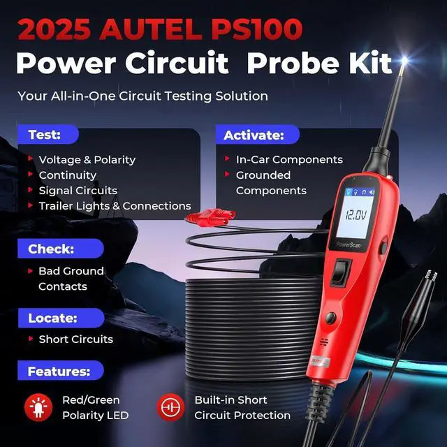 Alt view image 2 of 7 - 2025  Circuit Tester, Power Circuit Probe Scan Tool, 12-24V Electrical Short Open Breaker Circuit Finder, Auto Circuit Tester, Digital Multimeter/Relay & Diode Resistance Tool Kit, 20FT Long Cord