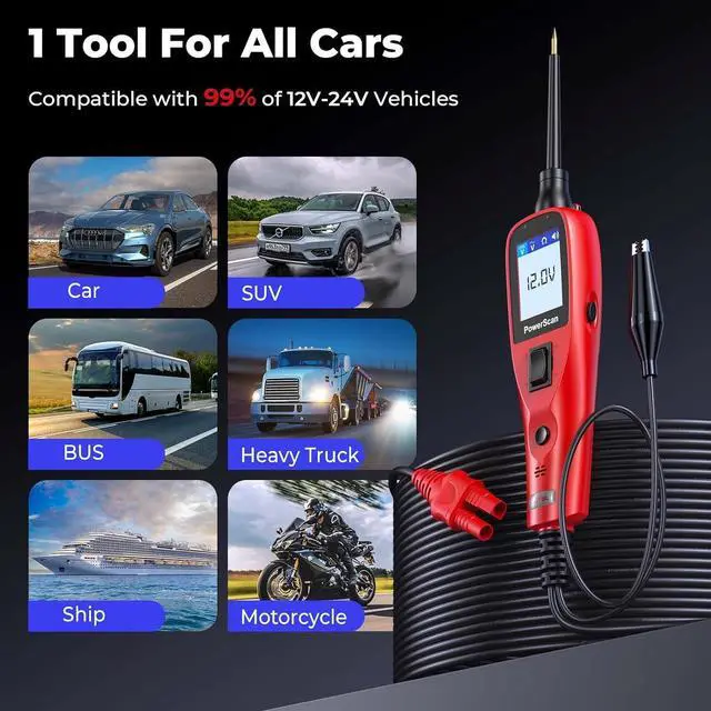 Alt view image 7 of 7 - 2025  Circuit Tester, Power Circuit Probe Scan Tool, 12-24V Electrical Short Open Breaker Circuit Finder, Auto Circuit Tester, Digital Multimeter/Relay & Diode Resistance Tool Kit, 20FT Long Cord