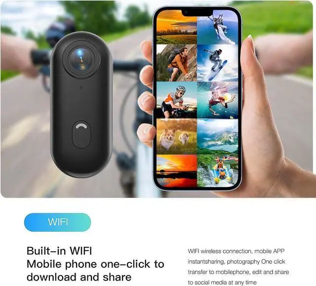 Alt view image 7 of 7 - H8 64GB 4K Thumb Action Camera, Mini Body Cameras, Wearable Pocket Vlogging Camera, Multiple Accessory Mount Anywhere Small Portable Hands-Free Helmet Cam for Work, Cycling, Travel, Pet Walking (Black