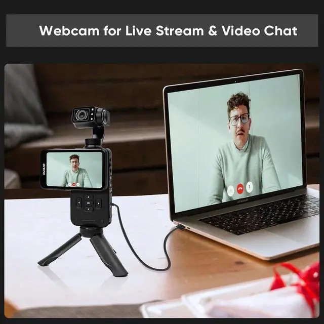 Alt view image 7 of 7 - M5 Handheld Camera 5K, 3-Axis Stabilisation Video Camcorder, Portable IR Night Vision WiFi Vlogging Camera with 120° Wide Angle, Face Tracking, 64G Card, Remote Control, Bracket