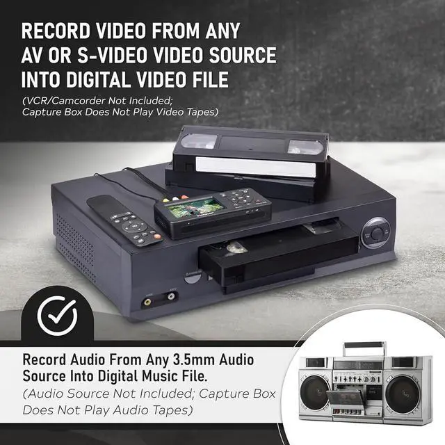 Alt view image 3 of 6 - Video Capture Box 2.0 - Record Video & Audio from VCR, VHS, AV, RCA, S-Video, Hi8, Camcorder, DVD, Cassette Tape Players, Stereos, Turntables
