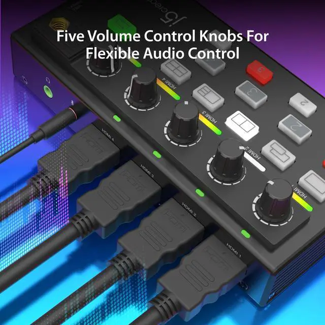 Alt view image 5 of 7 - All-in-One Live Streaming Station - Quad HDMI Capture, Audio Mixer, Video Switcher, Plug & Play, for Streaming, Video Conferencing, Teaching, Broadcasting (JVA08)