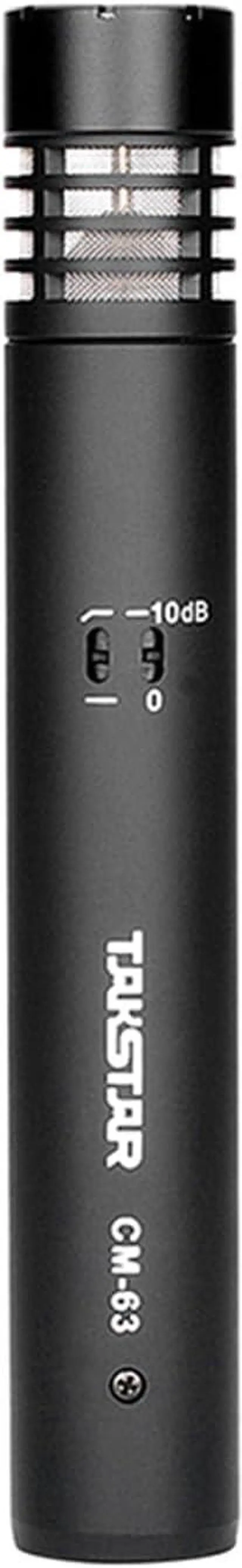 Instrument Microphone with Clip, Cardioid Condenser Professional Instrument Mic, XLR Gold-Plated Diaphragm Sound Head Microphone for Studio, Instrument, Interview, Radio Stations CM-63