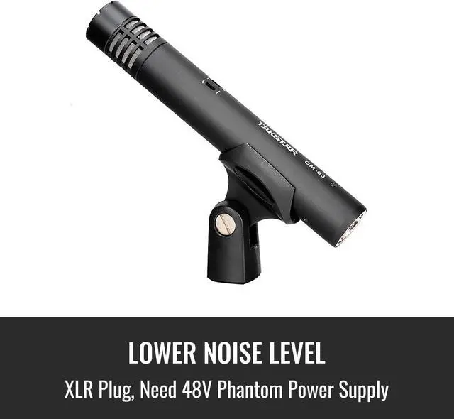 Alt view image 4 of 7 - Instrument Microphone with Clip, Cardioid Condenser Professional Instrument Mic, XLR Gold-Plated Diaphragm Sound Head Microphone for Studio, Instrument, Interview, Radio Stations CM-63