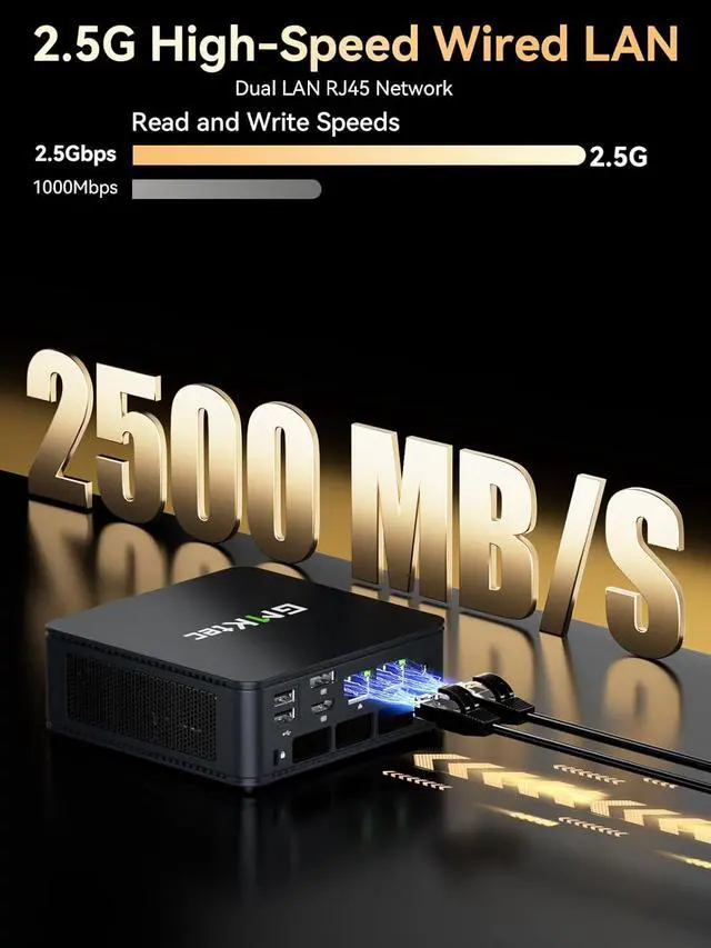 Alt view image 7 of 7 - M6 Ultra Gaming Mini PC Ryzen 7640HS (Upgraded 6600H/ 6800H), 32GB RAM DDR5 512GB SSD Dual NIC LAN 2.5GbE Desktop Computers Office Home, Triple 4K Display, WiFi 6, USB4, BT 5.2, DP, HDMI 2.0
