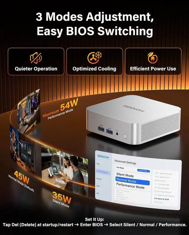 Alt view image 3 of 7 - GEEKOM A8 Mini PC with AMD Ryzen 7 8745HS, 16GB DDR5 RAM (Upgradable), 1TB NVMe SSD, Windows 11 Pro Mini Computer for Office & Creator, Dual USB4, SD Card Slot, 8K, WiFi 6E, 2.5G LAN, 3-Year Warranty