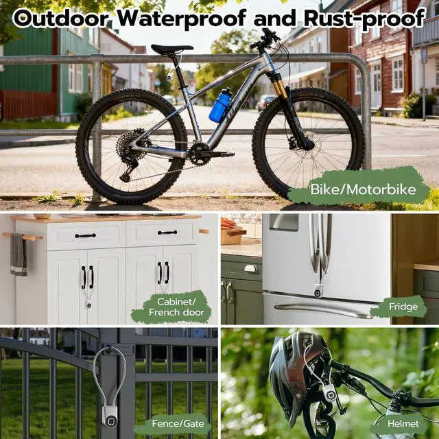 Alt view image 3 of 7 - Fingerprint Padlock, Fingerprint Cable Lock with Bluetooth APP Contral, 15'' Waterproof Keyless Smart Cable Lock Heavy Duty Anti Theft for Bike, Outdoor, Fridge, Gate, Fence, Silver