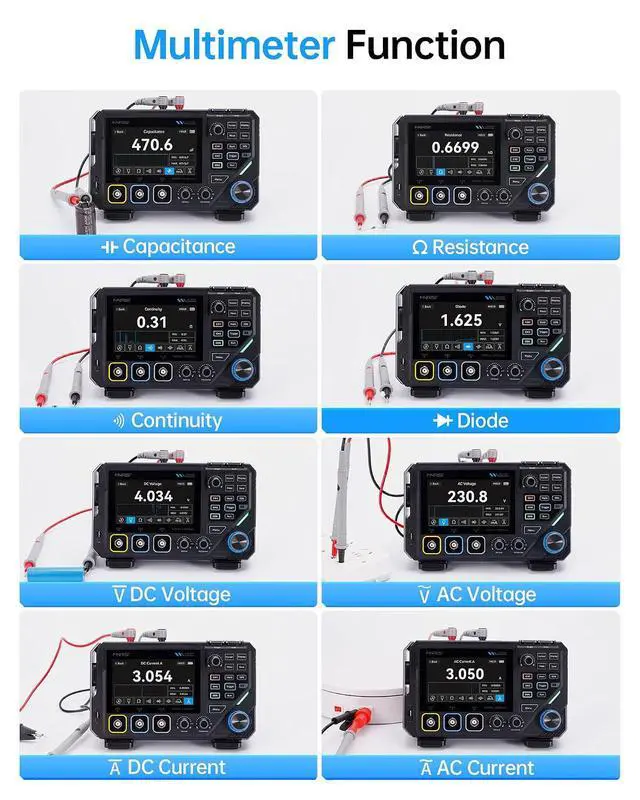 Alt view image 7 of 7 - FNIRSI 2D15P 100MHz 3-in-1 Oscilloscope Multimeter DDS Signal Generator | 2 Channel Digital Oscilloscope 500MS/s, 19,999 Counts TRMS Rechargeable Multimeter, 4.3'' Touchscreen for Electronics Repair