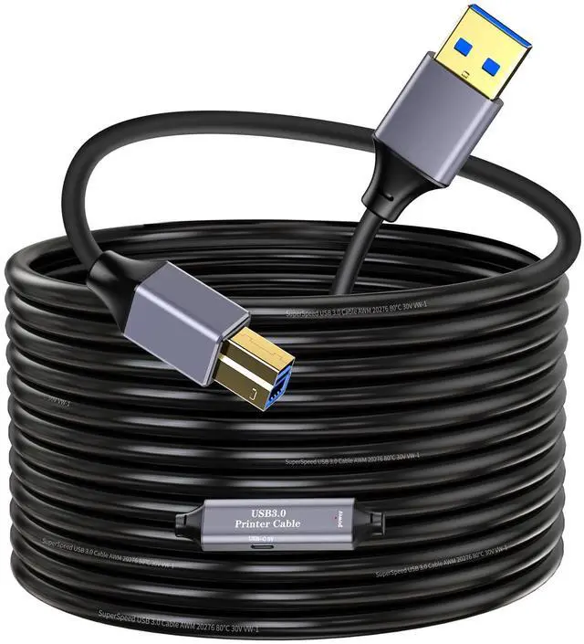 Main image of Active USB 3.0 A to B Printer Cable 20ft, USB 3.0 Type B Printer Cord Compatible with Conference Camera,Docking Station,Hard Driver,Scanner, Printers,Vidicon and More