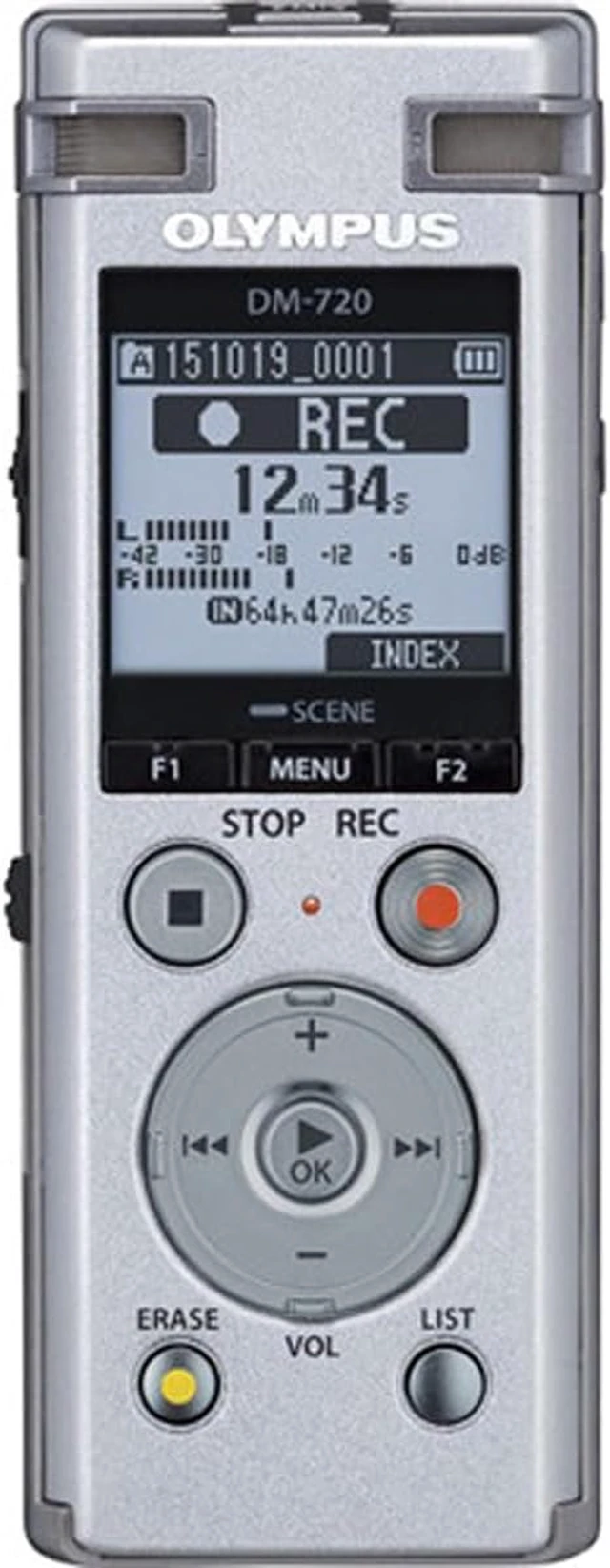 Alt view image 5 of 6 - Olympus Voice Recorder DM-720 with 4GB, Micro SD Slot, USB Charging, Direction PC Connection, Transcription Mode, Silver