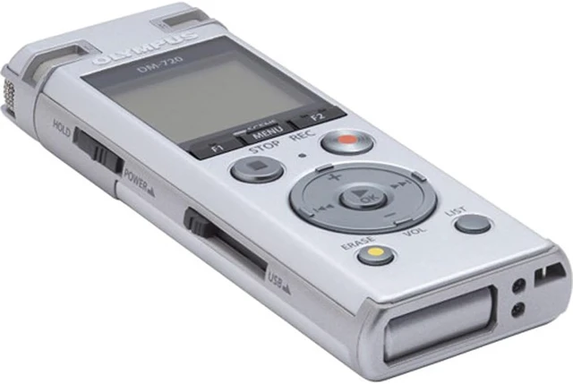 Alt view image 6 of 6 - Olympus Voice Recorder DM-720 with 4GB, Micro SD Slot, USB Charging, Direction PC Connection, Transcription Mode, Silver