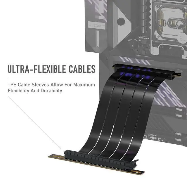 Alt view image 2 of 7 - PCIe Gen 4 x16 Riser Cable, GPU Extension, Right Angle, 20cm