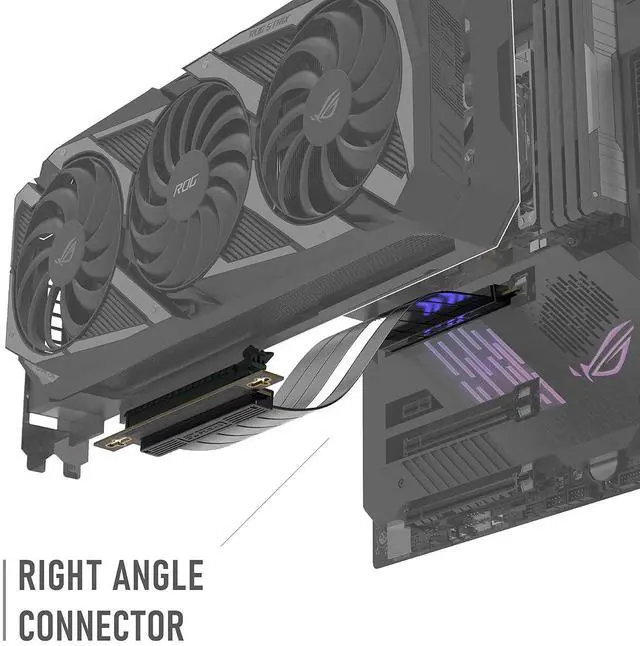 Alt view image 5 of 7 - PCIe Gen 4 x16 Riser Cable, GPU Extension, Right Angle, 20cm