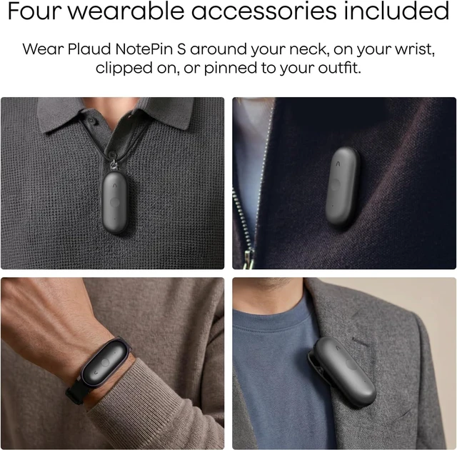 Alt view image 3 of 7 - NotePin S Wearable AI Voice Recorder, Transcribe & Summarize, Black