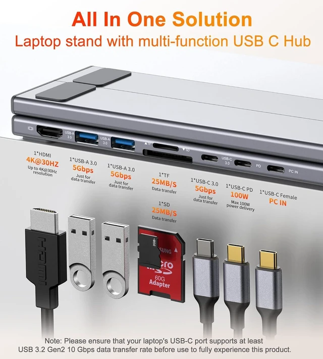Alt view image 2 of 7 - USB-C Laptop Docking Station - 7-in-1 Hub with 4K HDMI, 2 USB 3.1, 100W PD, Universal Dock for MacBook Pro/Air/Dell/HP/Surface/Lenovo