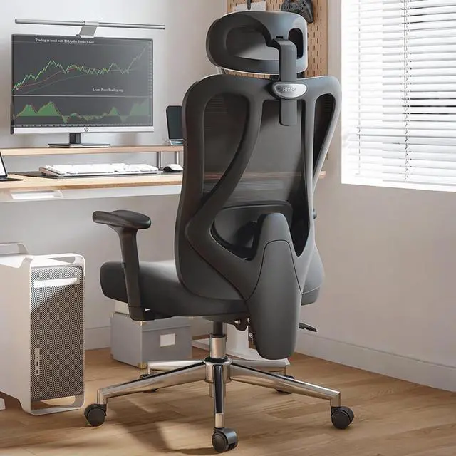 Main image of P3 Ergonnomic Office Chair with 2D Adjustable Lumbar Support, Office Chairs with Adjustable Headrest and Armrest, 145° Stepless Tilt Function, Black(No Footrest)