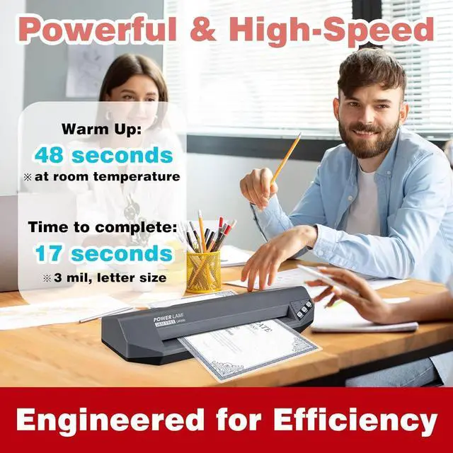Alt view image 2 of 7 - 13" Commercial Laminator | 310 Mil, 4-Roller, 48s Warm-Up, 17s/Sheet, Heavy Duty No-Jam Design, Works with Cardstock & Dark Prints, Includes 10 Sheets, Ideal for Office, School & Business