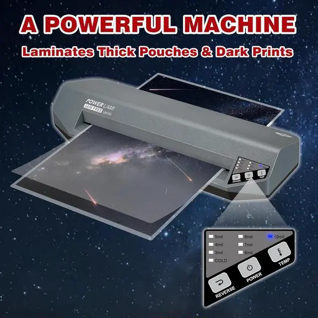 Alt view image 3 of 7 - 13" Commercial Laminator | 310 Mil, 4-Roller, 48s Warm-Up, 17s/Sheet, Heavy Duty No-Jam Design, Works with Cardstock & Dark Prints, Includes 10 Sheets, Ideal for Office, School & Business