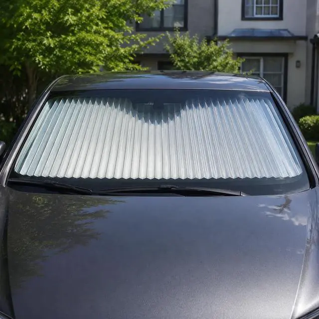 Alt view image 3 of 6 - 25" Retractable Windshield Sunshade - Car & Truck Windshield Shade for SUVs, Pickups & Sedans, Accordion Retractable Design, UV Protection, Heat Blocking Sun Shade