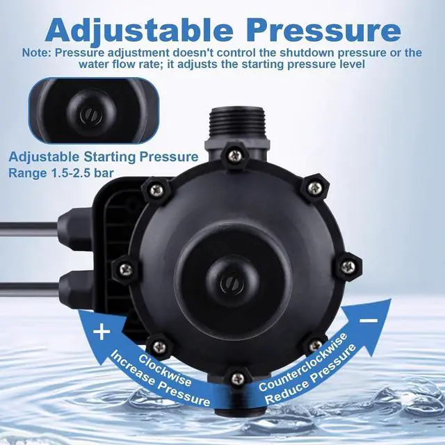 Alt view image 4 of 7 - Smart Water Pump Pressure Controller - Automatic Electronic Switch, Adjustable Pressure Range 1.5-2.5bar, Easy Plug-and-Play, 110-120V, Ideal for Various Pump Types