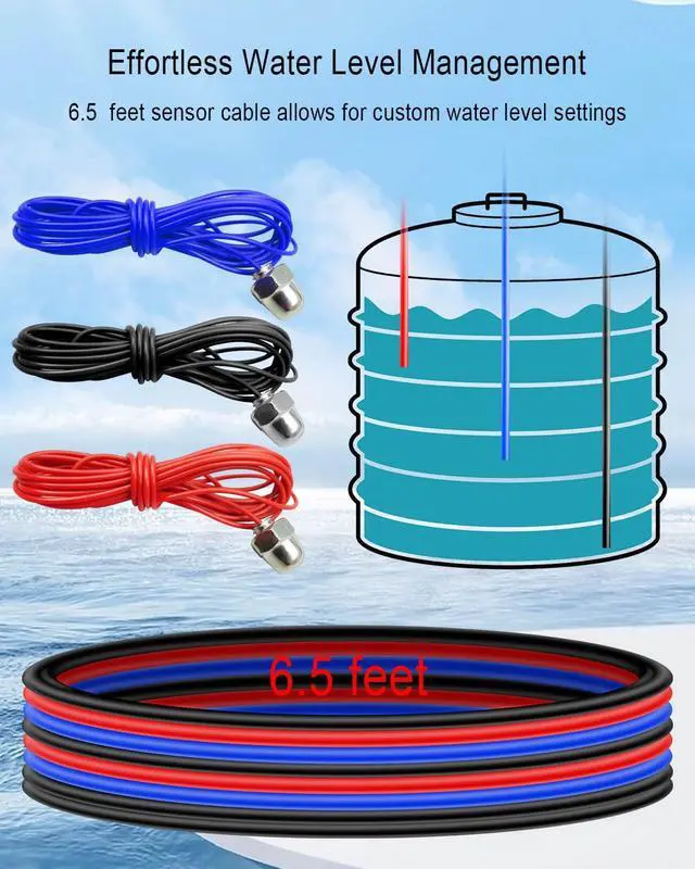 Alt view image 2 of 6 - Automatic Water Level Control Switch for Sump Pump AC 110120V Supply & Drain Controller with 6.5ft Sensor for Automatic Water Level Management